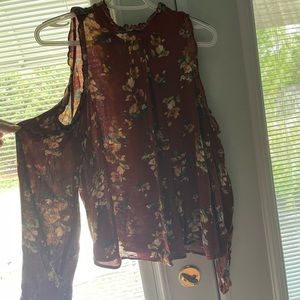 Floral Cold Shoulder Blouse